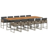Cumpara ieftin Set mobilier de gradina cu perne, 11 piese, gri, poliratan