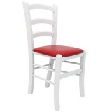 Scaun Paesana - cadru alb - imitatie piele rosu - 21900