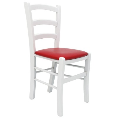 Scaun Paesana - cadru alb - imitatie piele rosu - 21900 foto