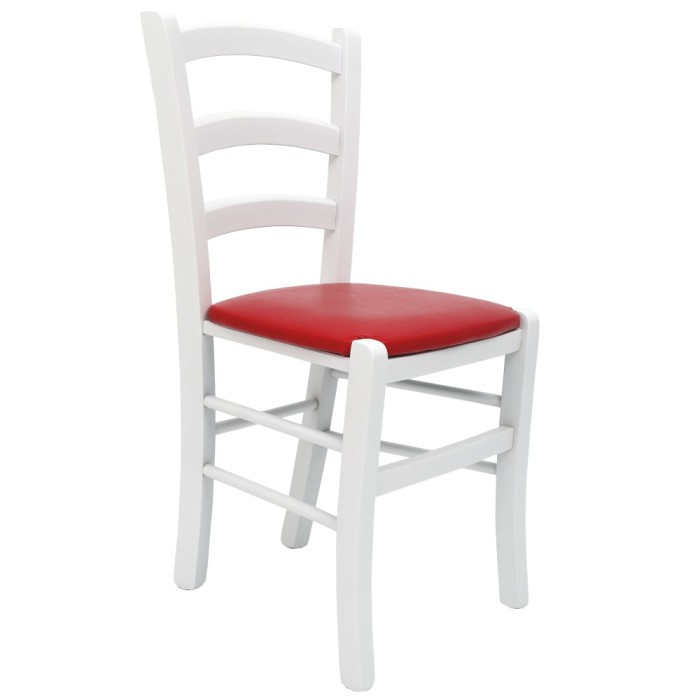 Scaun Paesana - cadru alb - imitatie piele rosu - 21900