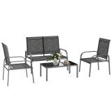 Outsunny Set de Mobilier de Grădină din 4 Piese cu Canapea, 2 Scaune și Masă de Cafea, 108x66x86 cm, Negru | Aosom Romania
