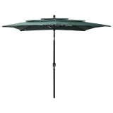 Cumpara ieftin Umbrela de soare 3 niveluri, stalp aluminiu, verde, 2,5x2,5 m