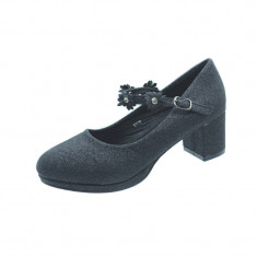 Pantofi cu toc fetite MRS M176, Negru foto