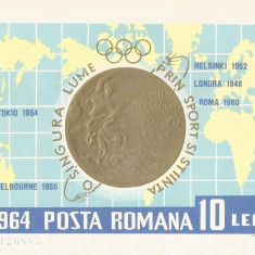 |Romania, LP 597/1964, Medalii Olimpice, colita nedantelata, MNH