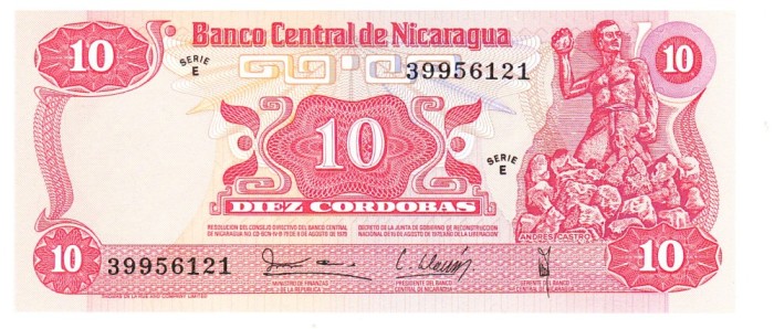 Nicaragua 10 Cordobas 1979 P-134 UNC