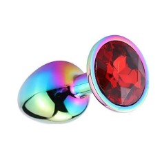 Dop Anal Metalic, Small, Multicolor, Piatra Rosie, Guilty Toys