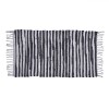Covor Decorativ Tesut Gri Negru 80x50cm Bumbac Poliester cu Franjuri