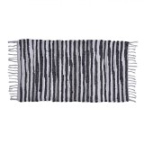 Covor Decorativ Tesut, Model Gri Negru cu Franjuri, Dimensiuni 80x50cm, Compozitie 80% Bumbac 20% Poliester, Oem