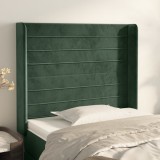 vidaXL Tăblie pat cu aripioare verde &icirc;nchis 103x16x118/128 cm catifea