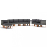 Cumpara ieftin Set mobilier de gradina cu perne, 10 piese, gri, poliratan