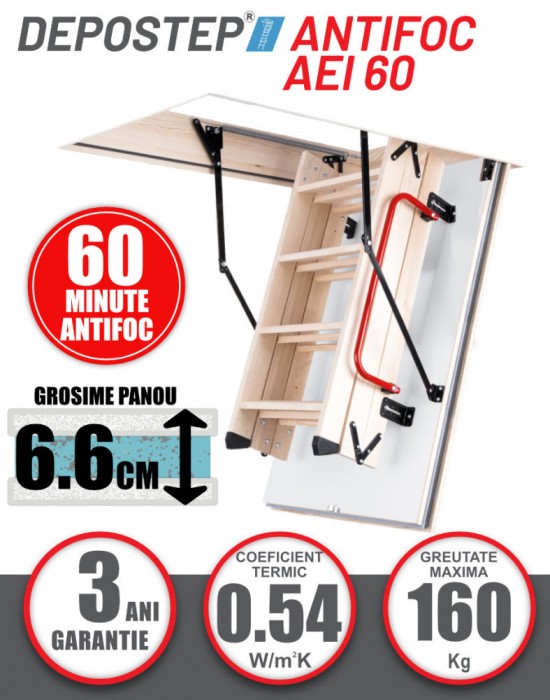 Scara pod antifoc DEPOSTEP AEI 60 rezistenta la foc 60 minute, 280H