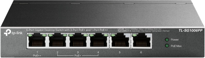 &quot;6-Port Gigabit Desktop Switch with 3-Port PoE+ and 1-Port PoE++