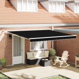 VidaXL Marchiză Retractabilă Automată cu LED Neagră 400x350 cm