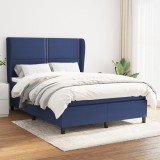 Cumpara ieftin Pat box spring cu saltea, albastru, 140x200 cm, textil