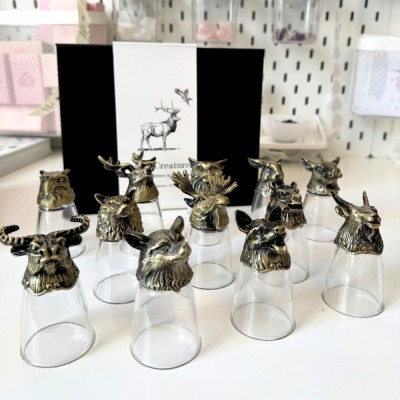 Set 12 pahare mici creaturi mistice bronz antichizat - Padure foto