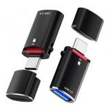 Cititor Card USB-C Techsuit AluVoltX, USB-A (OTG) - microSD, Negru