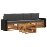 vidaXL Set de canapele de exterior cu pernă 5 pcs Natural și Antracit 3384003