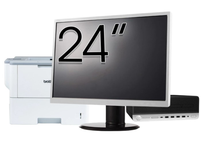 Pachet Calculator Second Hand HP ProDesk 600 G3 SFF, Intel Core i3-7100 3.90GHz, 8GB DDR4, 240GB SSD + Monitor 24&amp;quot; &amp; Imprimanta Brother HL-L6300D