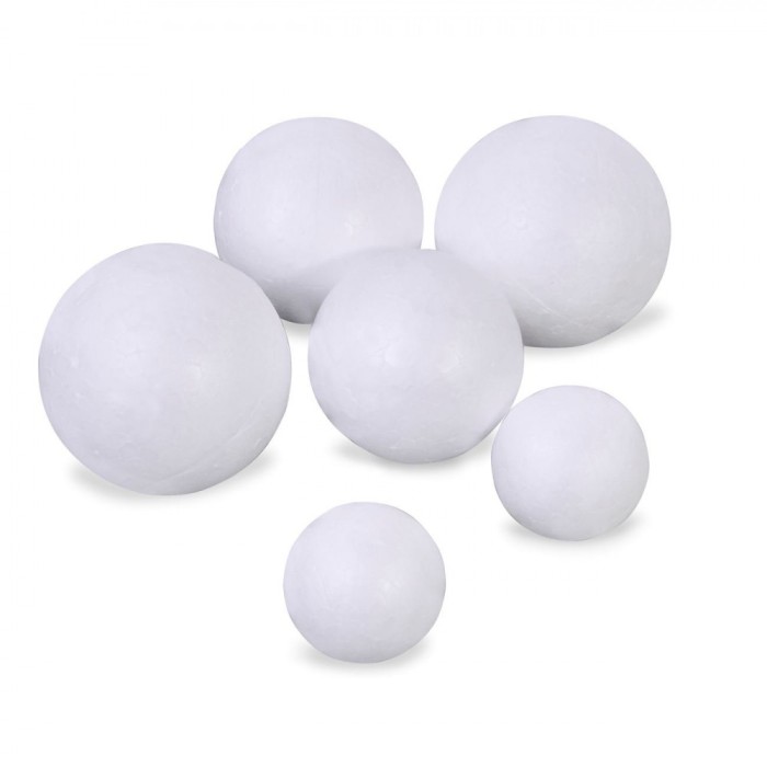 Set Bile din Spumă, 6 Bucăți, Dimensiuni 2.5-4.5 cm, Alb
