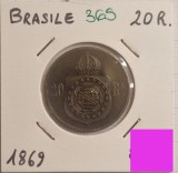 365 Brazil, Brazilia, 20 Reis 1869, KM#474, buna, America Centrala si de Sud