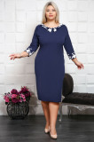 Rochie Office cu Guler Imprimat - 56Marimea