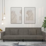 VidaXL Canapea extensibilă cu 2 locuri, 2 perne, gri &icirc;nchis, catifea