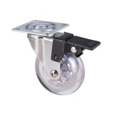 Roata Pivotanta mobilier, cu Flansa din PP Transparent, 75mm, cu frana, sarcina max. 50kg, AGT-7848