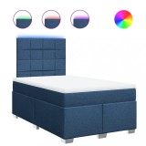Cumpara ieftin Pat box spring cu saltea, albastru, 120x200 cm, textil