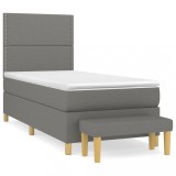 Cumpara ieftin Pat box spring cu saltea, gri inchis, 80x200 cm, textil