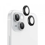 Folie de protectie Camera Spate Blueo Metal Frame pentru Apple iPhone 15 Plus / 15, Sticla Securizata, Neagra