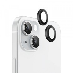 Folie de protectie Camera Spate Blueo Metal Frame pentru Apple iPhone 15 Plus / 15, Sticla Securizata, Neagra
