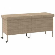 Gossi cutie de depozitare gradina cu roti bej 160x55x75 cm poly ratan