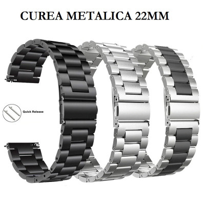 Curea metalica 22mm Samsung Galaxy Watch 3 45mm 46mm Gear S3 Huawei Watch GT GT2 foto