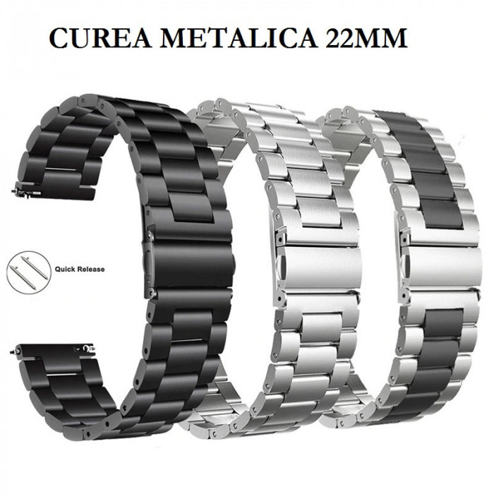 Curea metalica 22mm Samsung Galaxy Watch 3 45mm 46mm Gear S3 Huawei Watch GT GT2