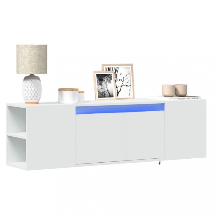 Gossi dulap tv de perete cu lumini led, alb, 135x31x39,5 cm