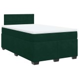 Cumpara ieftin Pat box spring cu saltea, verde inchis, 120x200 cm, catifea