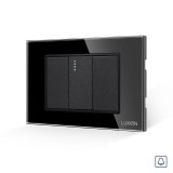 Intrerupator sonerie mecanic Luxion 3M, negru, cu rama din sticla
