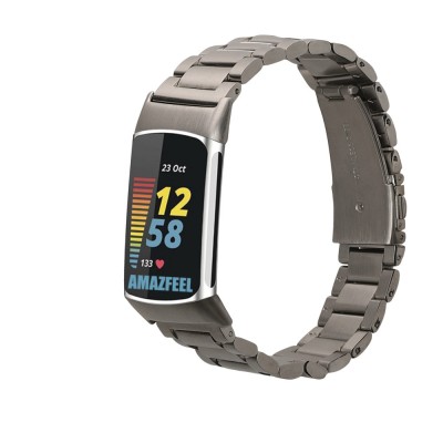 Curea Kwmobile pentru Fitbit Charge 6/Charge 5, Argintiu, Otel, KWM0000254K001C foto