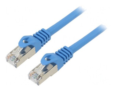 Patch cord F/UTP 6 litat CCA PVC albastru 1m 26AWG foto