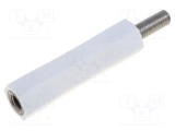 Bucşă izolantă DREMEC M3 x 20mm poliamidă albă UL94V-2