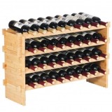 Raft pentru 36 de sticle de vin, Stivuibil, 4 niveluri, Vivatechnix Modular, 850x250x525 mm, Lemn bambus, Maro