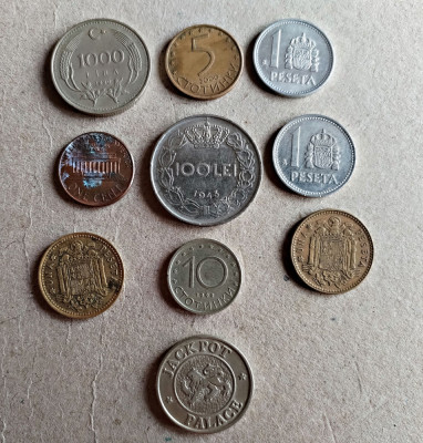 Lot 10 monede staine și romanesti circulate conform foto L9 foto
