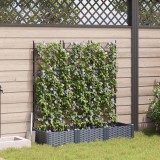 VidaXL Jardiniere de grădină cu spalier, 3 buc., gri, 120x40x125,5 cm