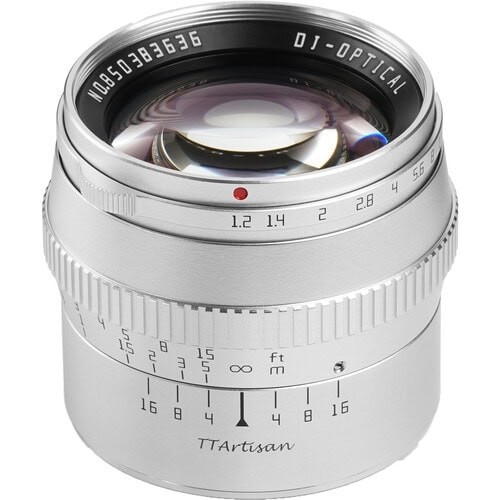 Obiectiv manual TTArtisan 50mm F1.2 silver pentru FujiFilm FX-mount DESIGILAT