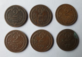 Moneda veche Austria Lot x 6 piese - 2 Heller ani diferiti ( 1896 - 1914 ), Europa, Alpaca