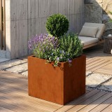 Jardiniera patrata Vaargel 60x60x60 cm din otel Corten, finisaj rugina
