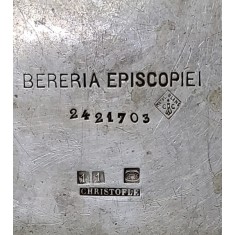 Christofle, Farfurioara cu anse inscriptionata &amp;amp,quot, Beraria Episcopiei", cca. 1920