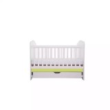 Cumpara ieftin Patut Eurogloria Como cu sertar - Alb cu Verde + Saltea cocos confort 120 x 60 x 12 cm