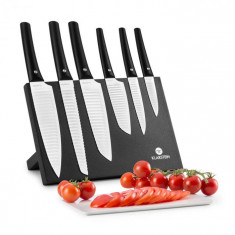 Klarstein KISSAKI SET DE CUTITE FORMAT DIN 7 PIESE, STATIV MAGNETIC, ACOPERIRE NON STICK, LAME ONDULATE, ALB foto