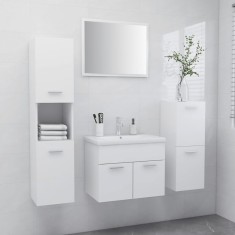 Set mobilier de baie, alb, lemn prelucrat foto